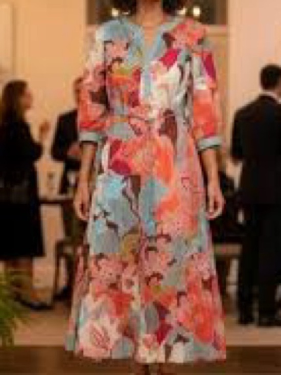 Etcetera Women's Multicolor Floral Print Midi Dress - Picture 6 of 6